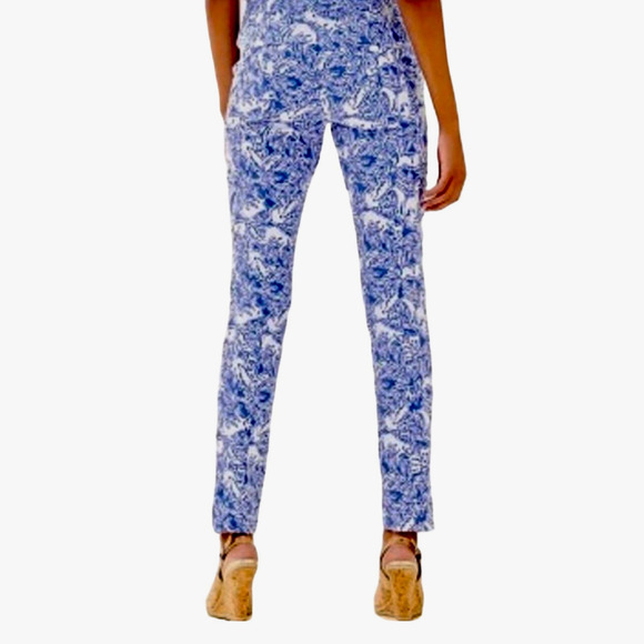 Lilly Pulitzer Kelly Skinny Ankle Dress Pants Coastal Blue White Fancy F… - Picture 2 of 16